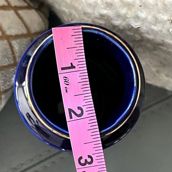 Vintage ASIAN CHINOISERIE Quail COBALT BLUE Botanical FINE VASE Made in Japan - Picture 9 of 11